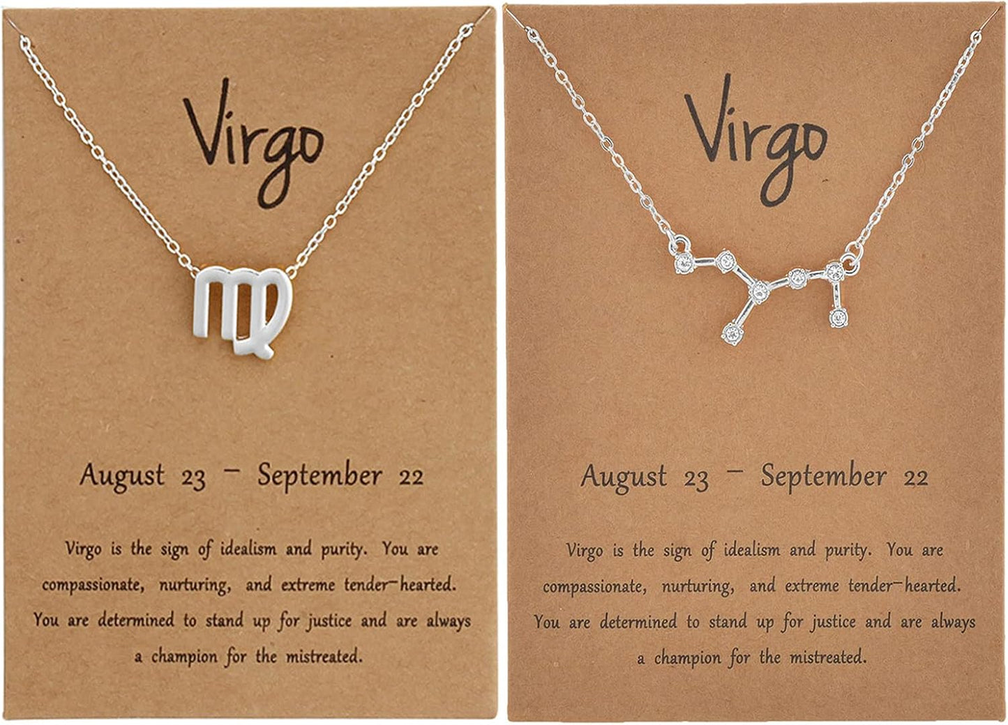 2Pcs Zodiac Necklace Set - 12 Constellation Pendant Necklace Zodiac Sign Necklace for Women - Astrology Birthday &