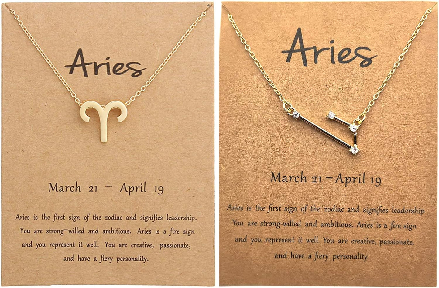 2Pcs Zodiac Necklace Set - 12 Constellation Pendant Necklace Zodiac Sign Necklace for Women - Astrology Birthday &