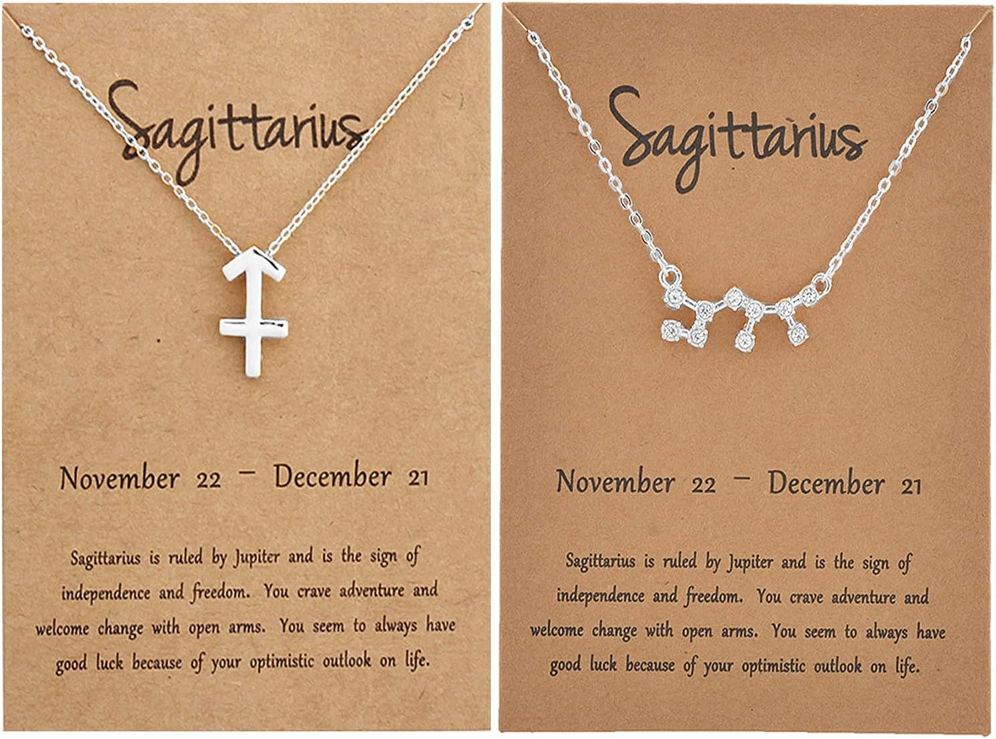 2Pcs Zodiac Necklace Set - 12 Constellation Pendant Necklace Zodiac Sign Necklace for Women - Astrology Birthday &