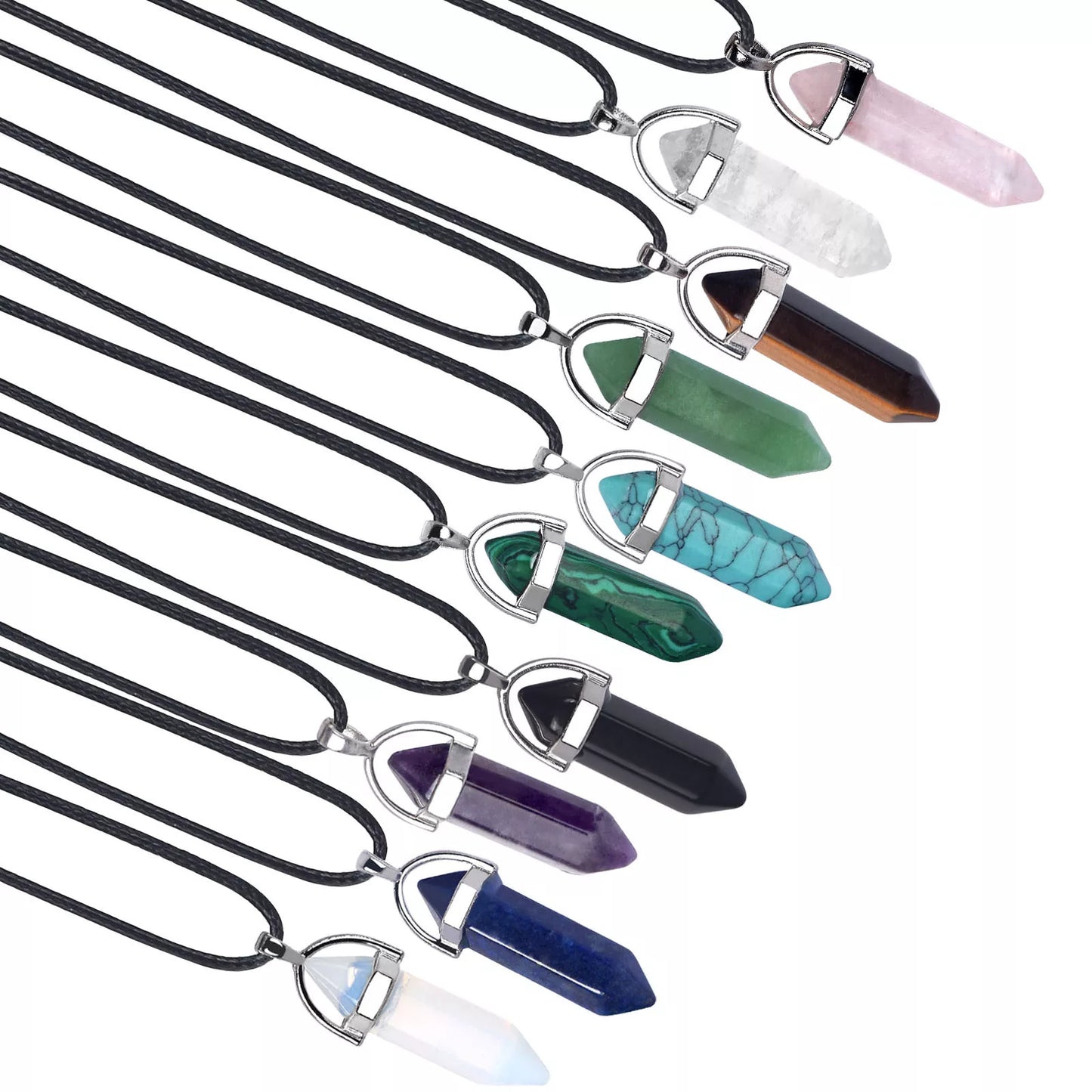 Natural Quartz Crystal Stone Point Chakra Healing Gemstone Pendant Necklace