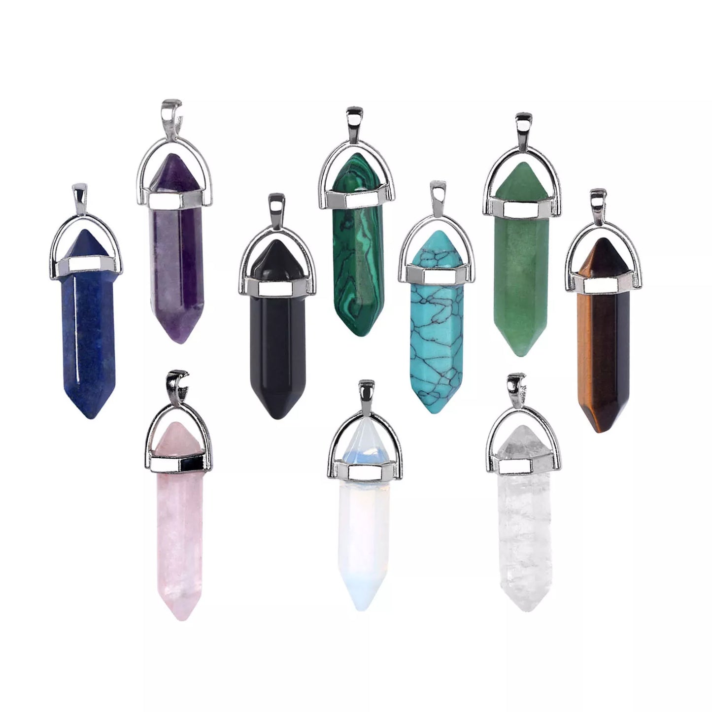 Natural Quartz Crystal Stone Point Chakra Healing Gemstone Pendant Necklace