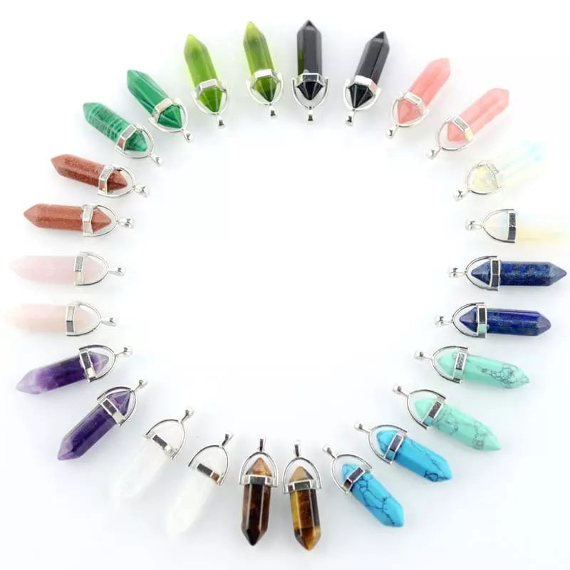 Natural Quartz Crystal Stone Point Chakra Healing Gemstone Pendant Necklace