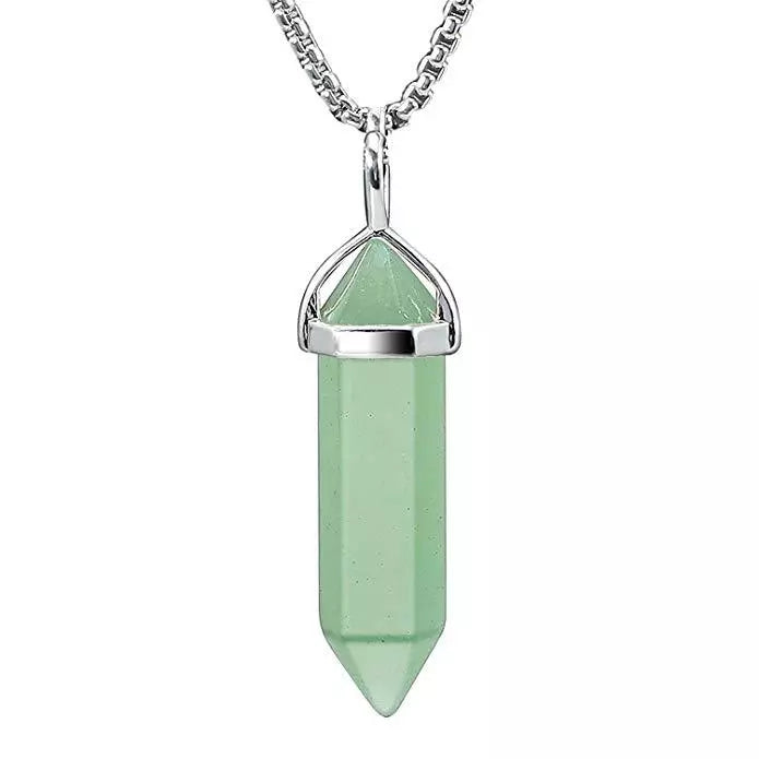 Natural Quartz Crystal Stone Point Chakra Healing Gemstone Pendant Necklace