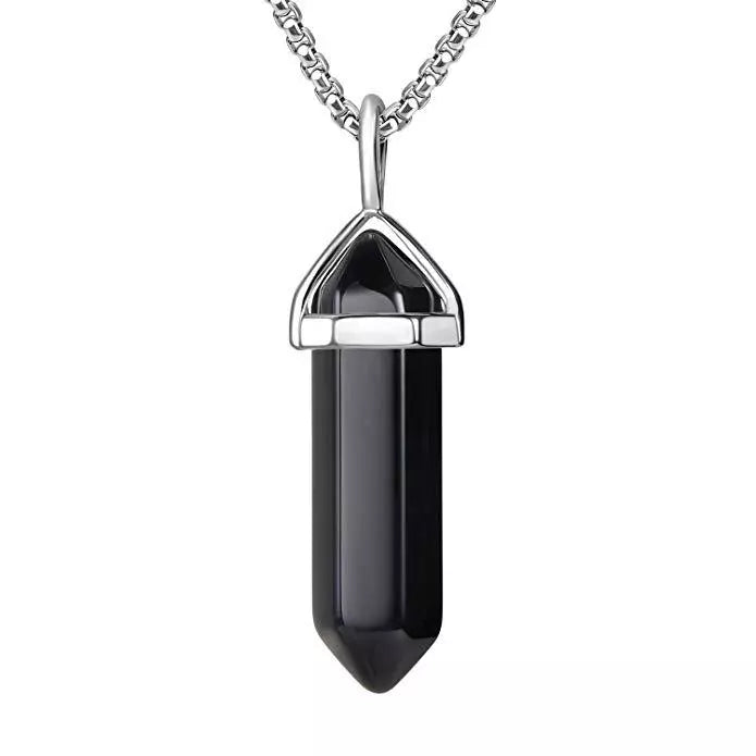 Natural Quartz Crystal Stone Point Chakra Healing Gemstone Pendant Necklace