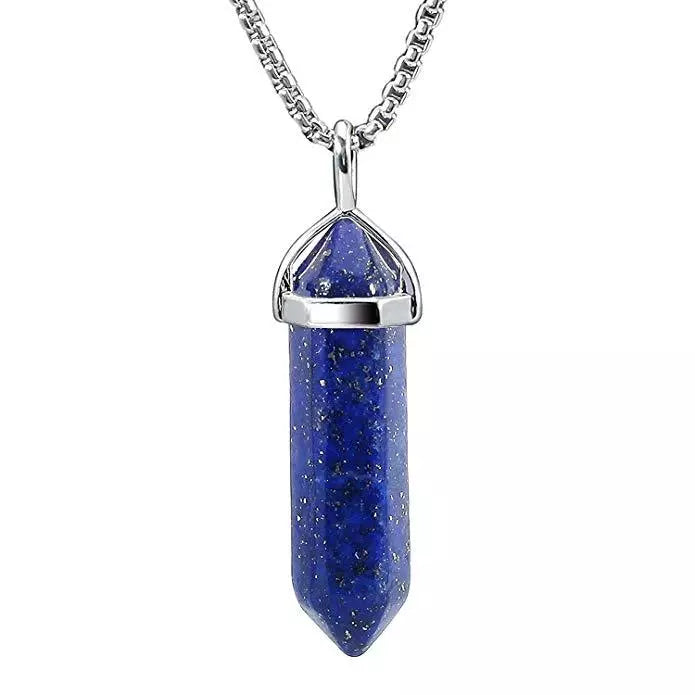 Natural Quartz Crystal Stone Point Chakra Healing Gemstone Pendant Necklace