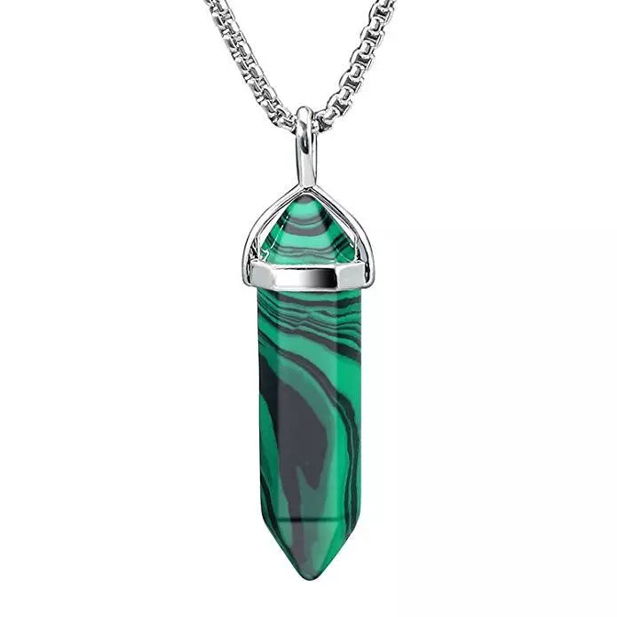 Natural Quartz Crystal Stone Point Chakra Healing Gemstone Pendant Necklace