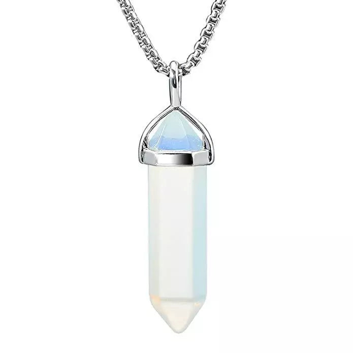 Natural Quartz Crystal Stone Point Chakra Healing Gemstone Pendant Necklace