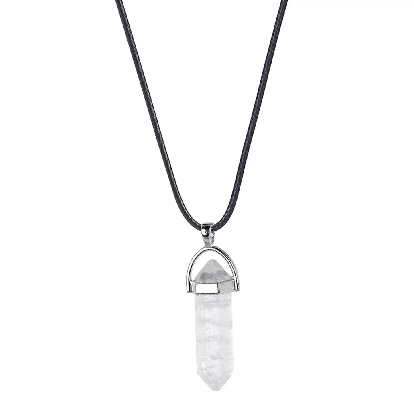 Natural Quartz Crystal Stone Point Chakra Healing Gemstone Pendant Necklace