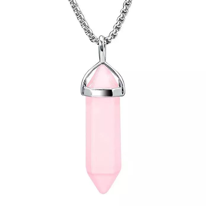 Natural Quartz Crystal Stone Point Chakra Healing Gemstone Pendant Necklace
