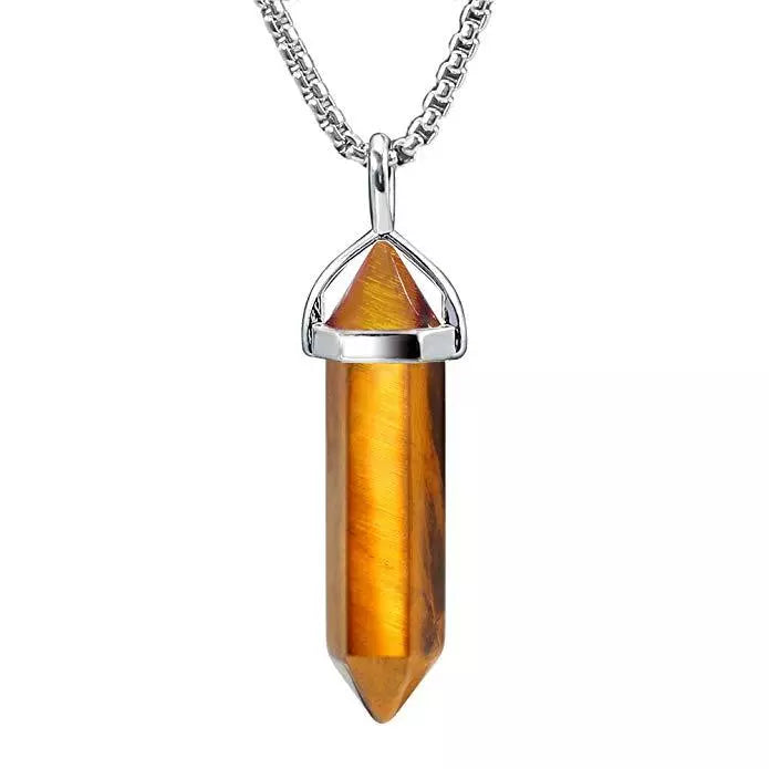 Natural Quartz Crystal Stone Point Chakra Healing Gemstone Pendant Necklace