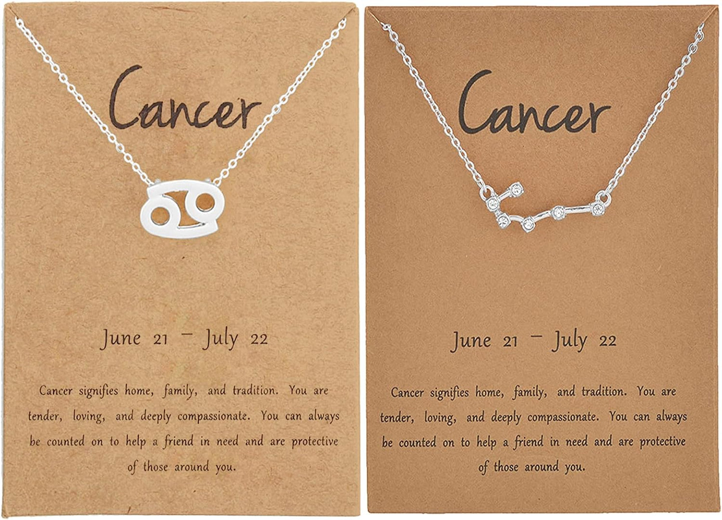 2Pcs Zodiac Necklace Set - 12 Constellation Pendant Necklace Zodiac Sign Necklace for Women - Astrology Birthday &