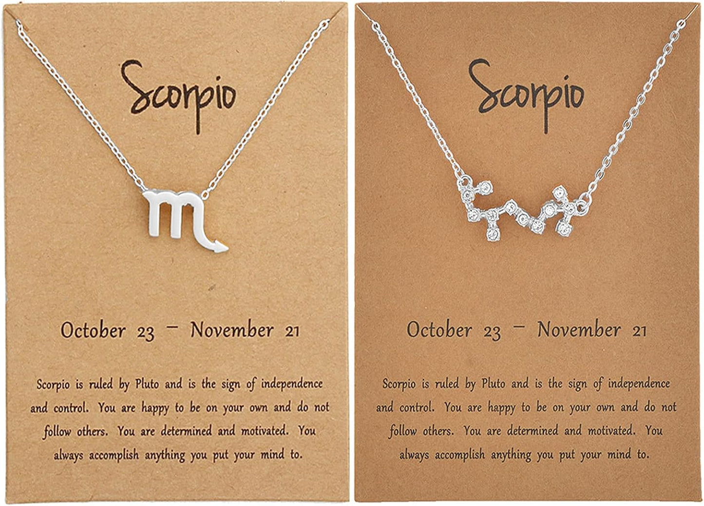 2Pcs Zodiac Necklace Set - 12 Constellation Pendant Necklace Zodiac Sign Necklace for Women - Astrology Birthday &