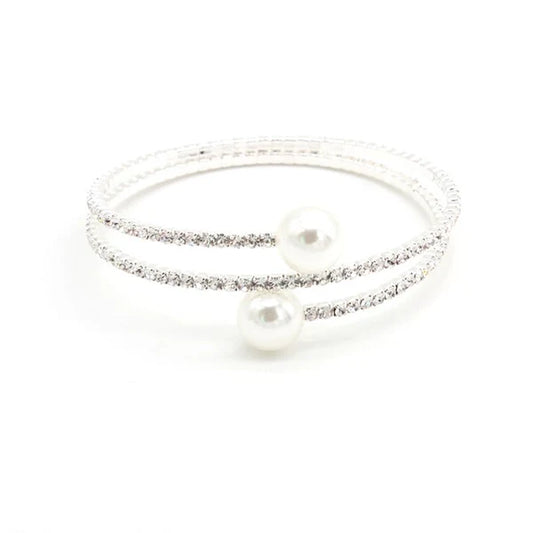 SPIRAL RHINESTONE BRACELET with PEARLS